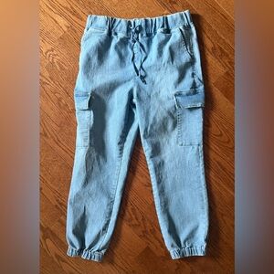 Tinseltown Women’s Denim Blue Joggers Jeans Cargo Pants Sz L